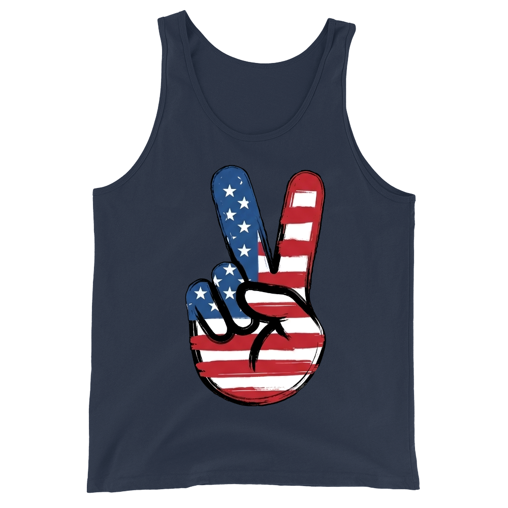 American Flag Peace Sign Design 4th Of July Patriotic USA Pride - Tank Top