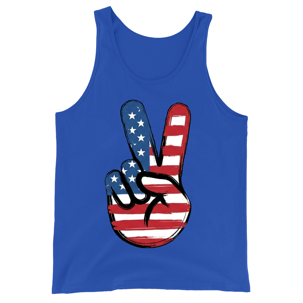 American Flag Peace Sign Design 4th Of July Patriotic USA Pride - Tank Top