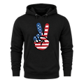American Flag Peace Sign Design 4th Of July Patriotic USA Pride - Hoodie