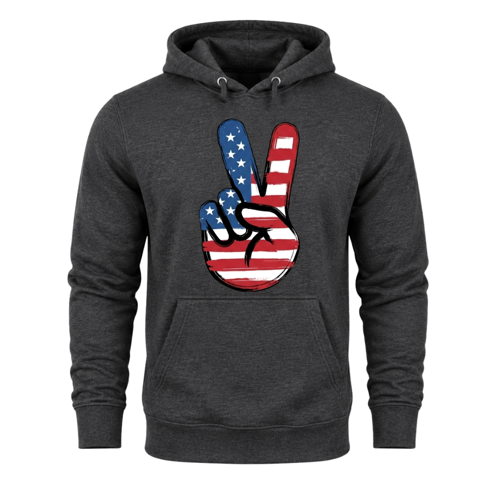 American Flag Peace Sign Design 4th Of July Patriotic USA Pride - Hoodie