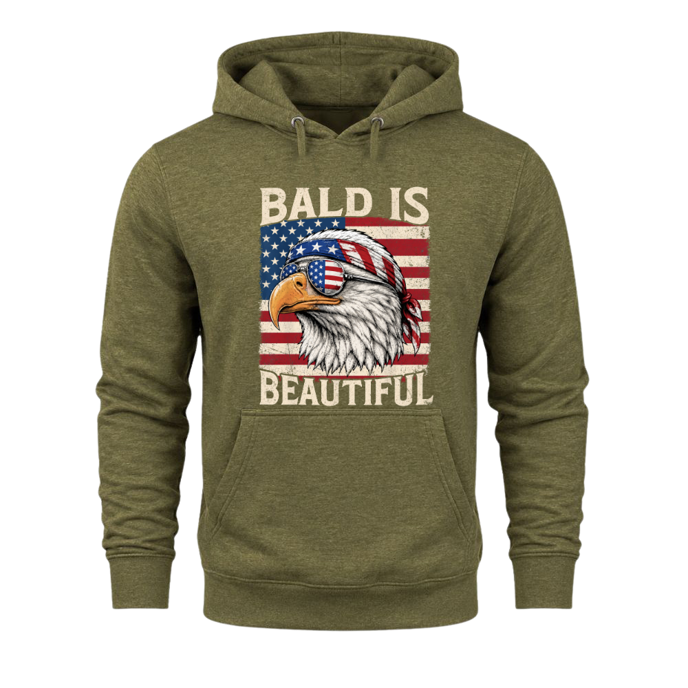 Bald Is Beautiful Patriotic Eagle American Flag - Hoodie