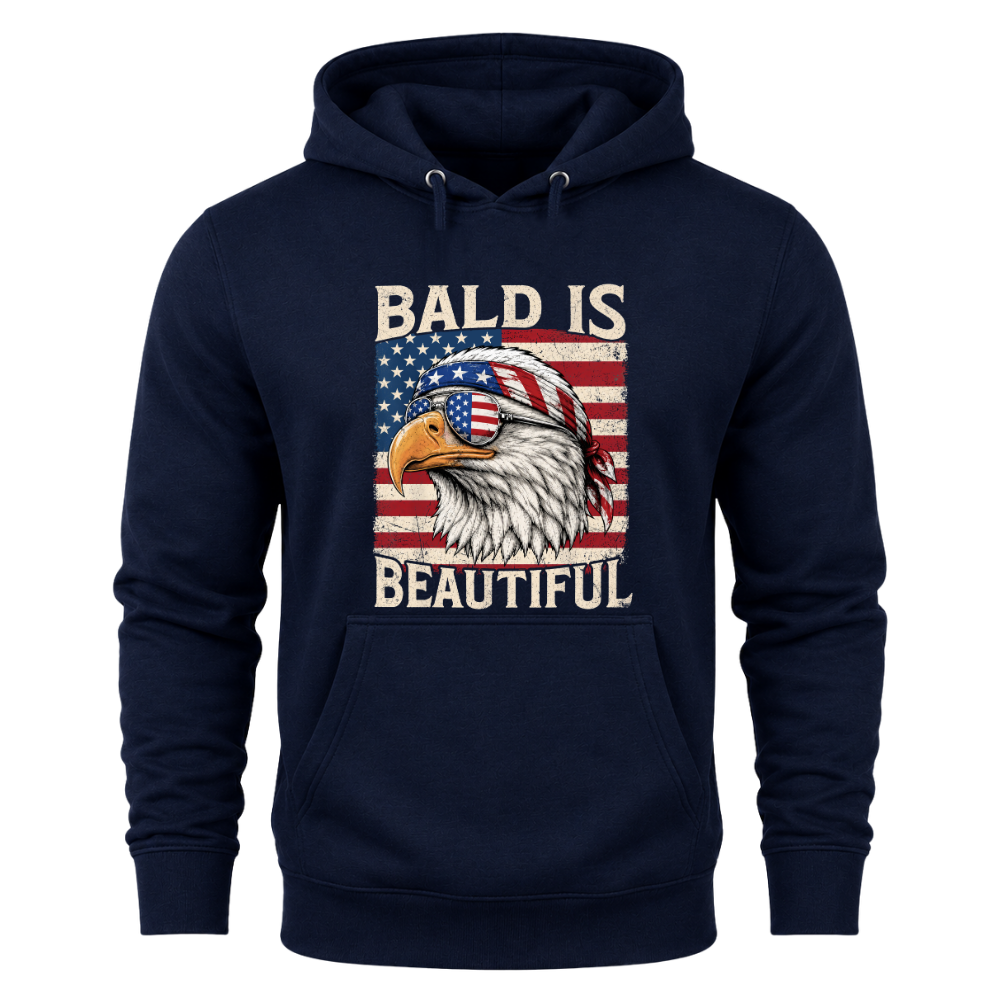 Bald Is Beautiful Patriotic Eagle American Flag - Hoodie