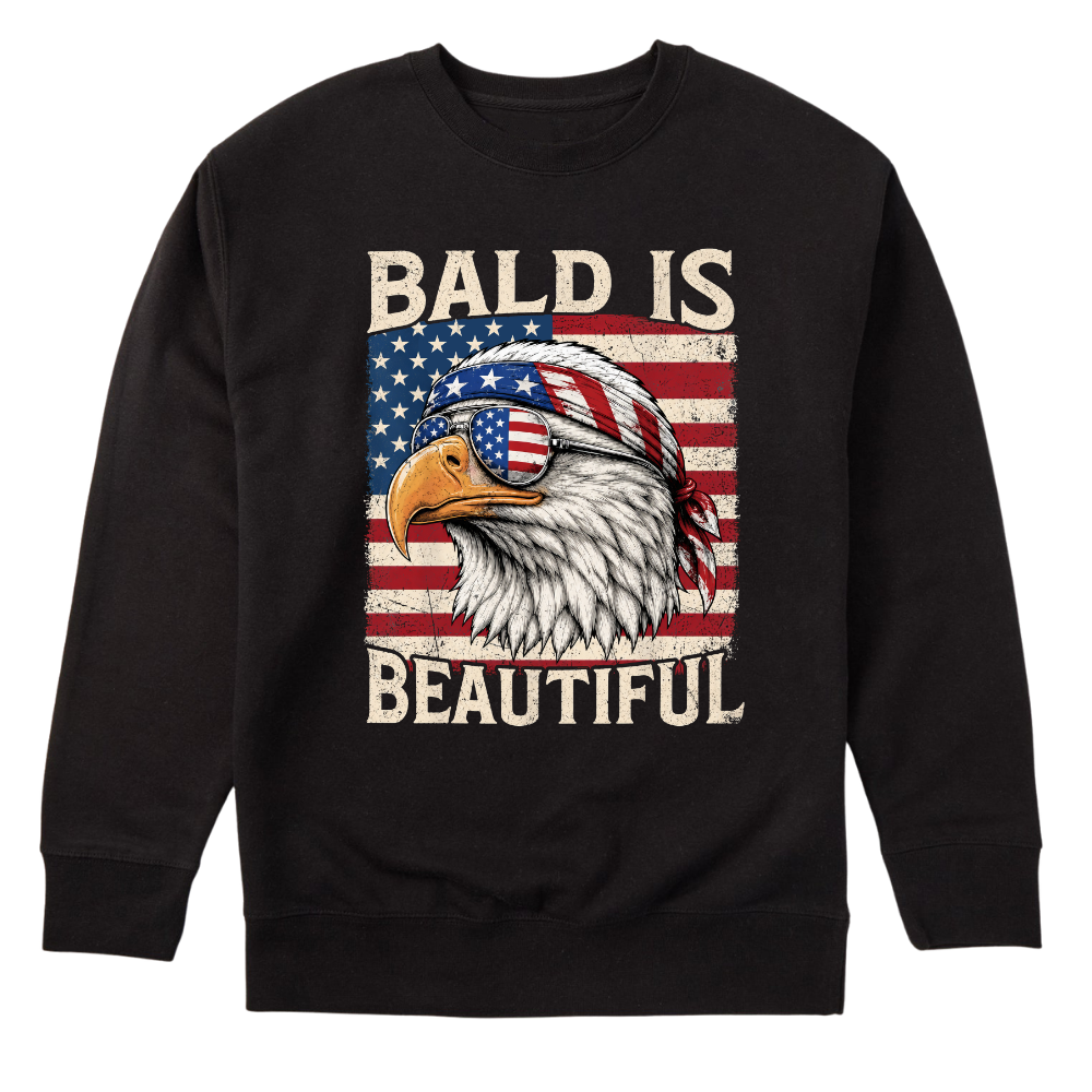 Bald Is Beautiful Patriotic Eagle American Flag - Sweater