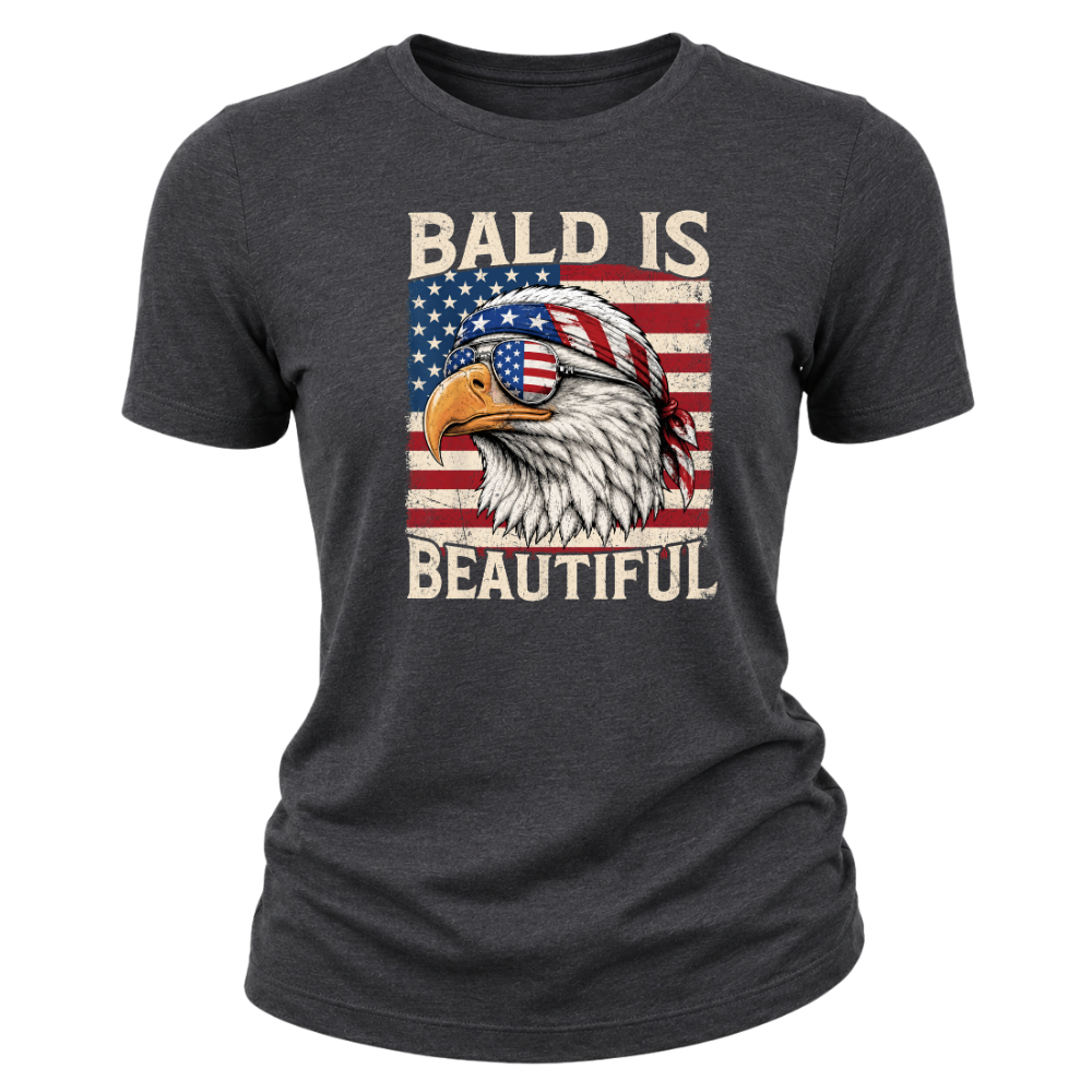 Bald Is Beautiful Patriotic Eagle American Flag - Women T-Shirt