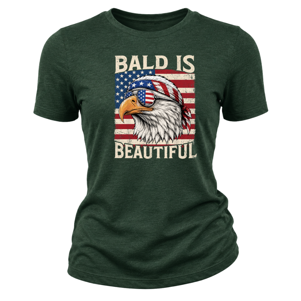 Bald Is Beautiful Patriotic Eagle American Flag - Women T-Shirt