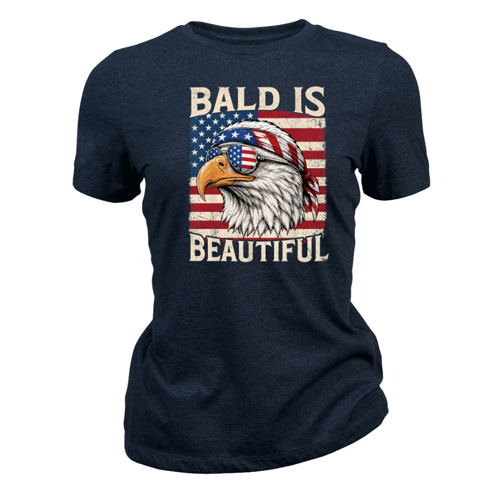 Bald Is Beautiful Patriotic Eagle American Flag - Women T-Shirt
