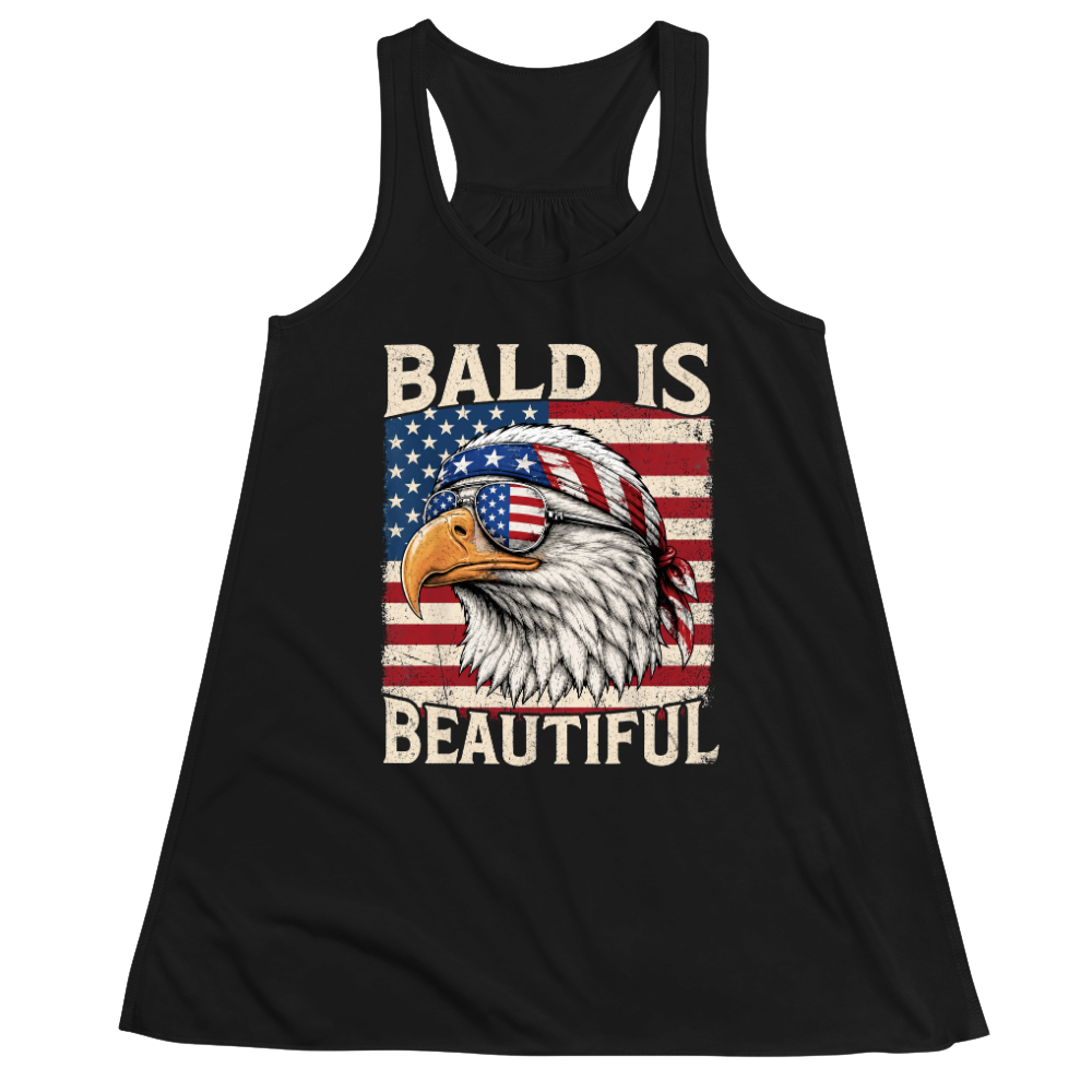 Bald Is Beautiful Patriotic Eagle American Flag - Women Tank Top