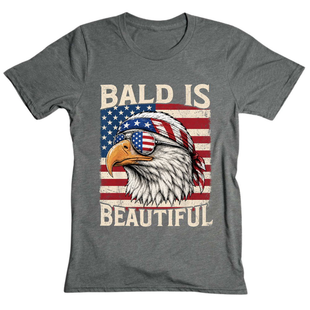 Bald Is Beautiful Patriotic Eagle American Flag - T-Shirt