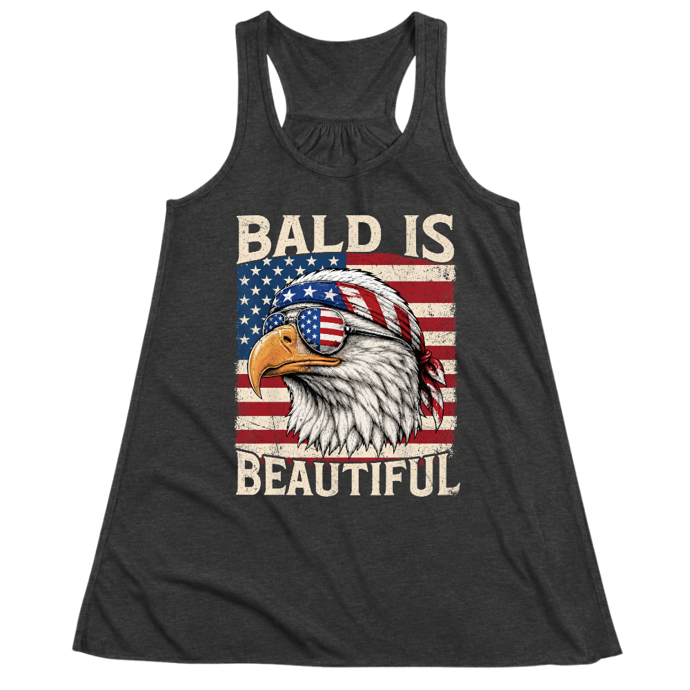 Bald Is Beautiful Patriotic Eagle American Flag - Women Tank Top