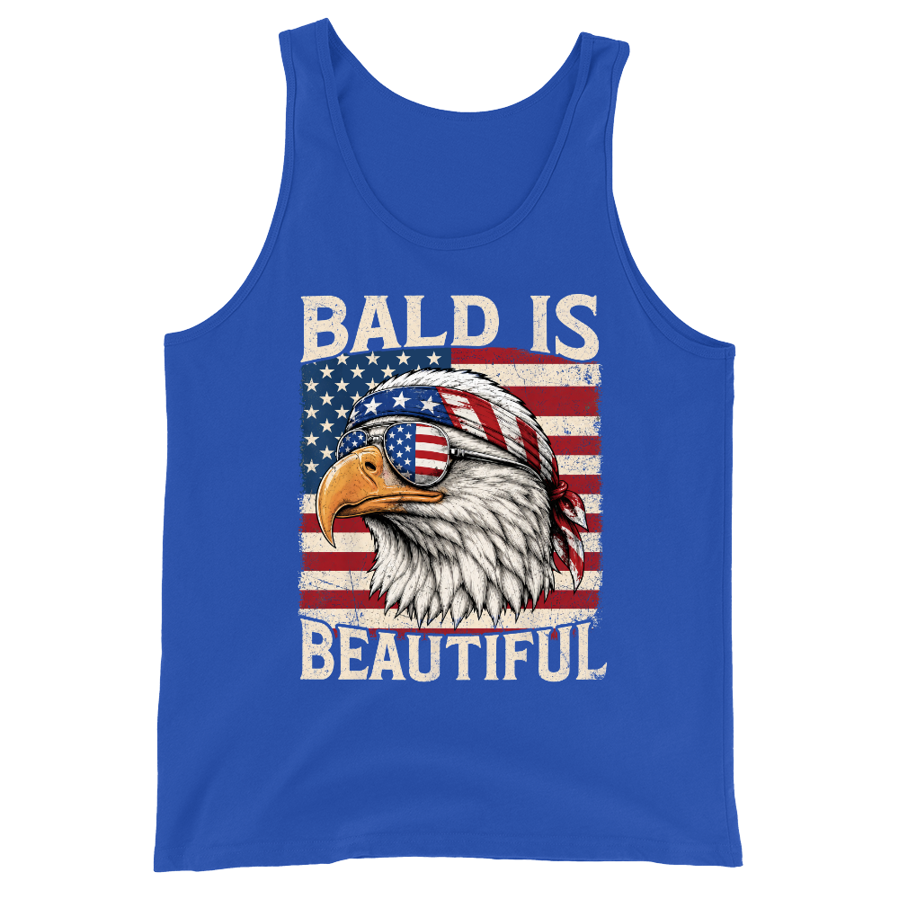 Bald Is Beautiful Patriotic Eagle American Flag - Tank Top
