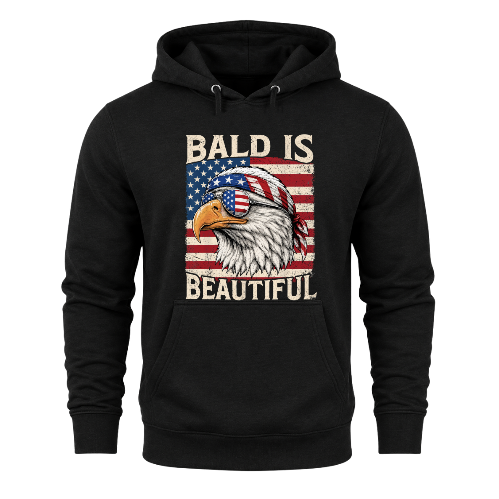 Bald Is Beautiful Patriotic Eagle American Flag - Hoodie