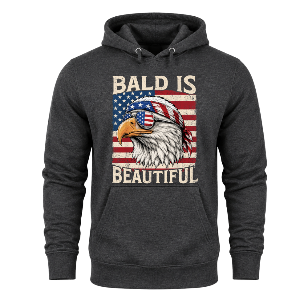 Bald Is Beautiful Patriotic Eagle American Flag - Hoodie