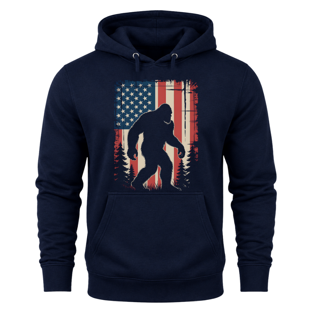 Bigfoot American Flag 4th Of July Patriotic Sasquatch USA - Hoodie
