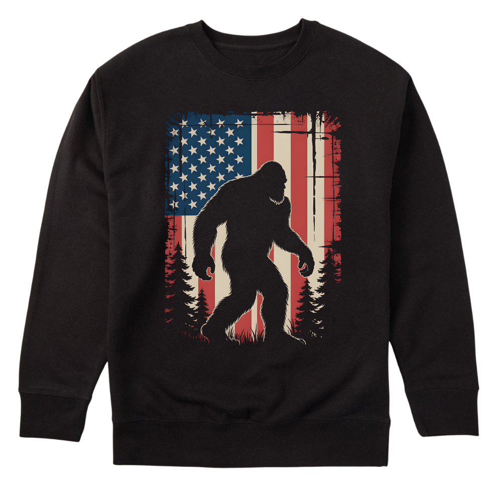 Bigfoot American Flag 4th Of July Patriotic Sasquatch USA - Sweater