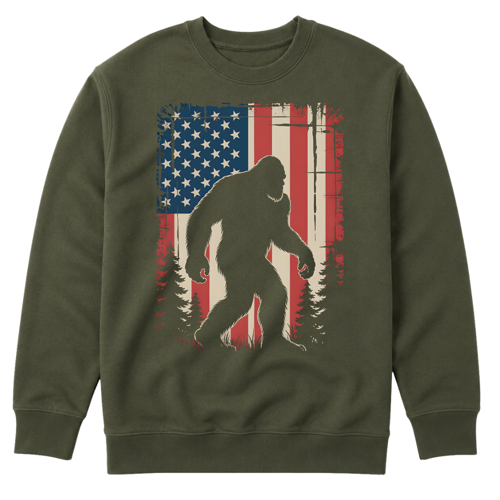 Bigfoot American Flag 4th Of July Patriotic Sasquatch USA - Sweater