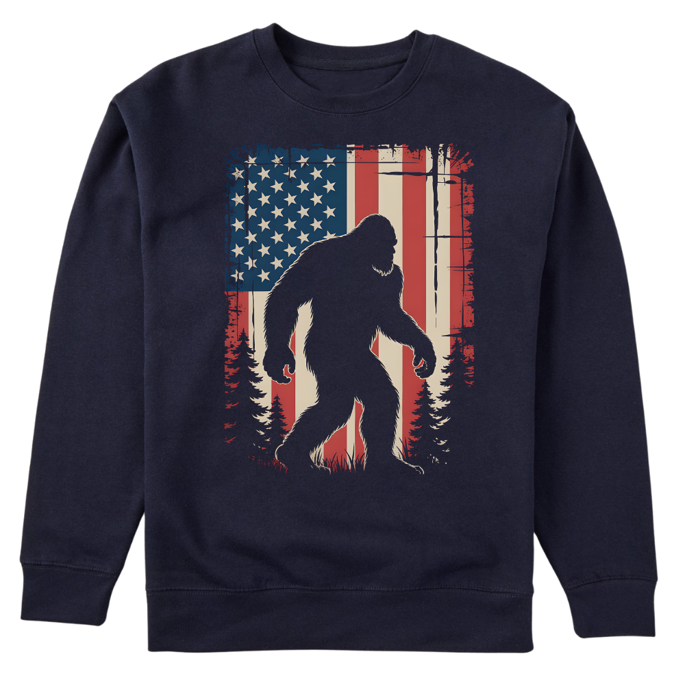 Bigfoot American Flag 4th Of July Patriotic Sasquatch USA - Sweater
