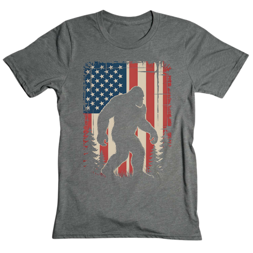Bigfoot American Flag 4th Of July Patriotic Sasquatch USA - T-Shirt
