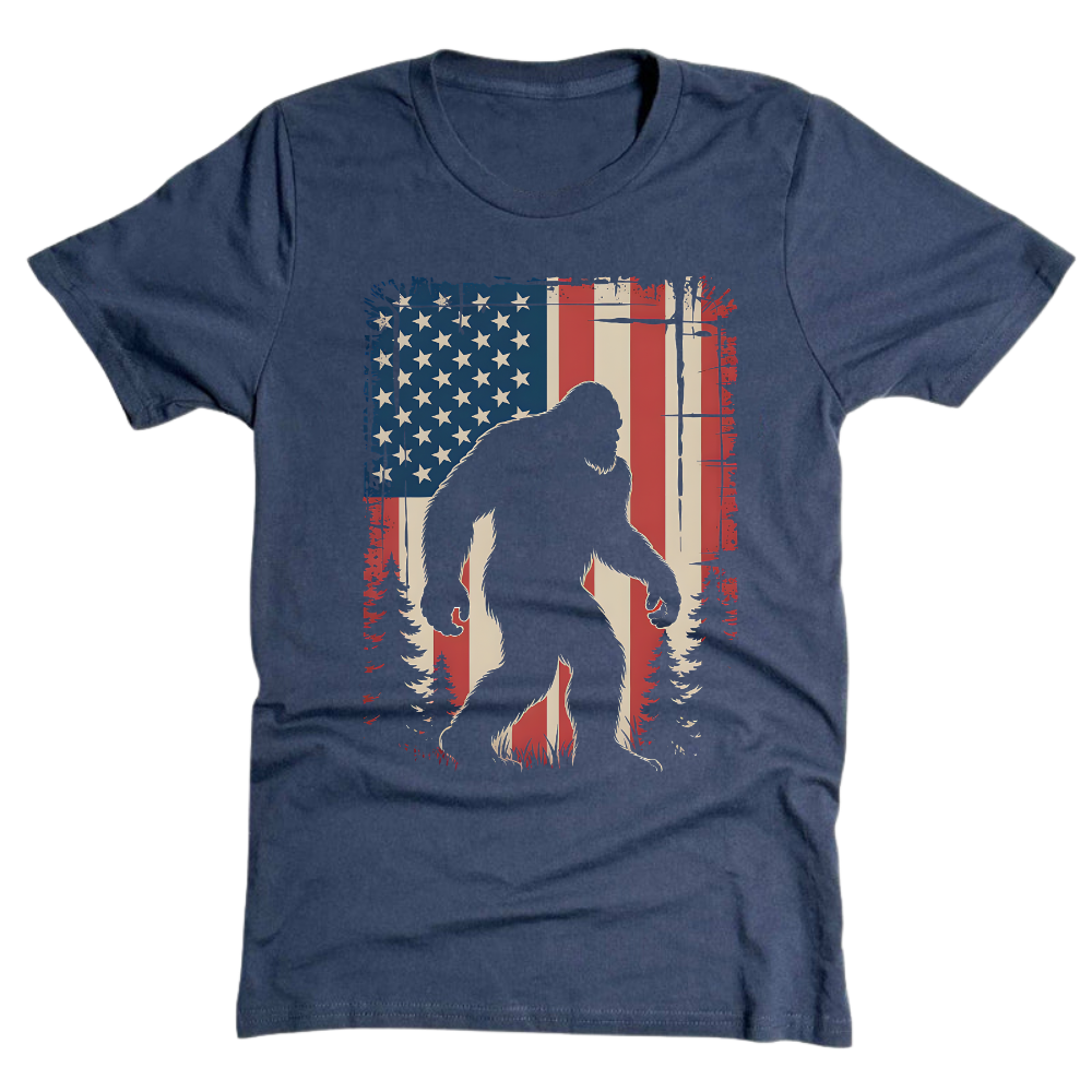 Bigfoot American Flag 4th Of July Patriotic Sasquatch USA - T-Shirt