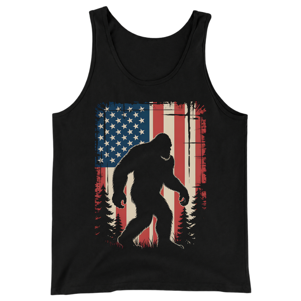 Bigfoot American Flag 4th Of July Patriotic Sasquatch USA - Tank Top