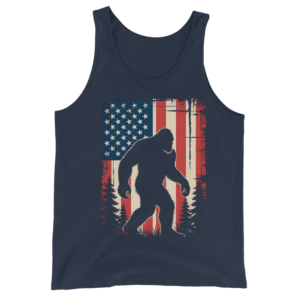 Bigfoot American Flag 4th Of July Patriotic Sasquatch USA - Tank Top