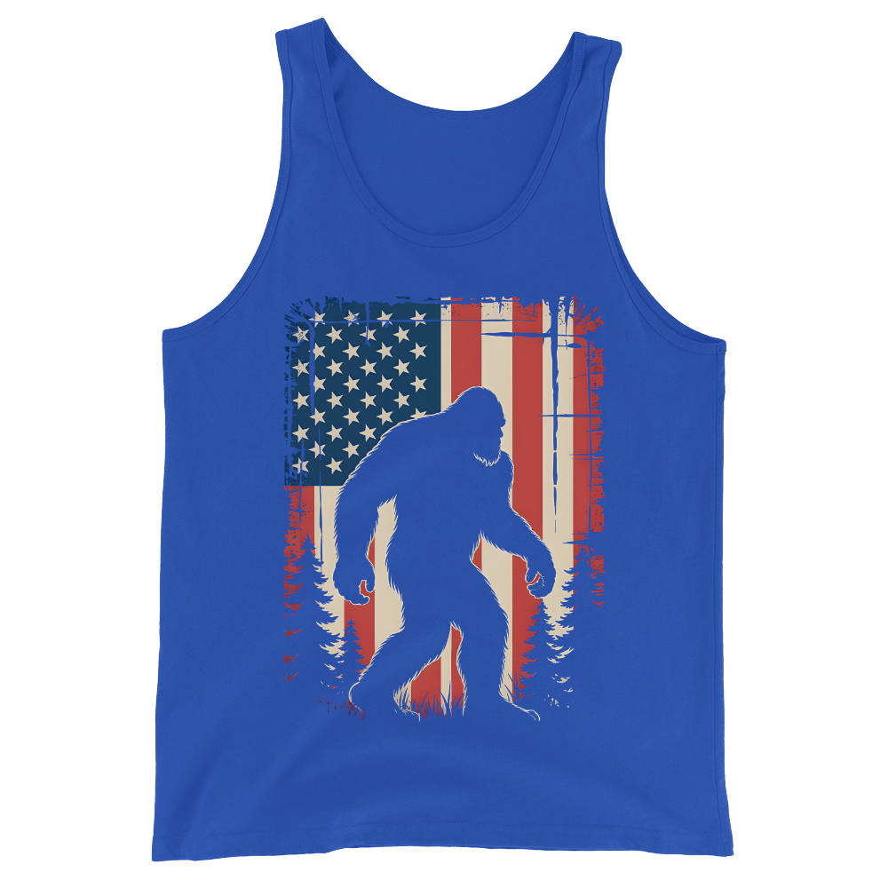 Bigfoot American Flag 4th Of July Patriotic Sasquatch USA - Tank Top