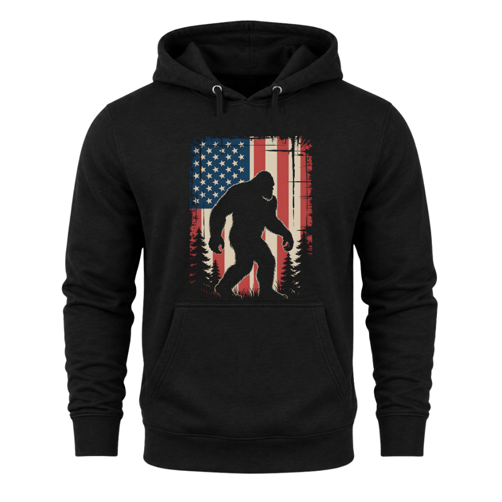 Bigfoot American Flag 4th Of July Patriotic Sasquatch USA - Hoodie