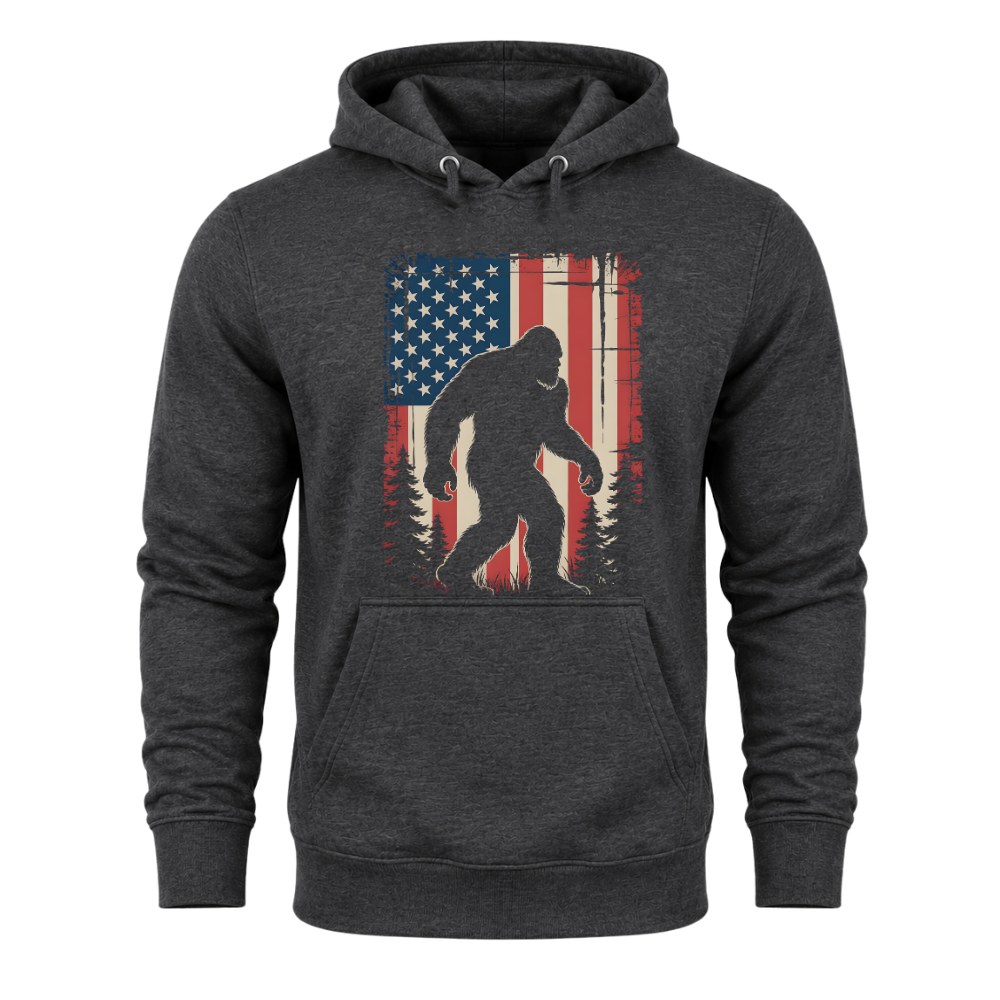 Bigfoot American Flag 4th Of July Patriotic Sasquatch USA - Hoodie