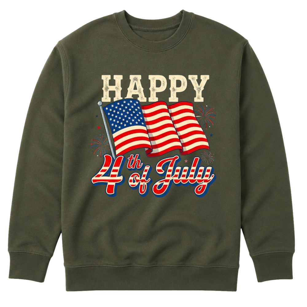 Happy 4th Of July American Flag Patriotic - Sweater