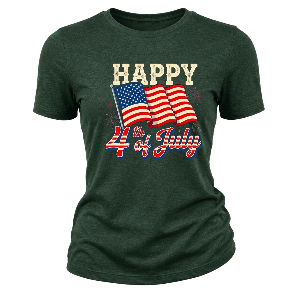 Happy 4th Of July American Flag Patriotic - Women T-Shirt