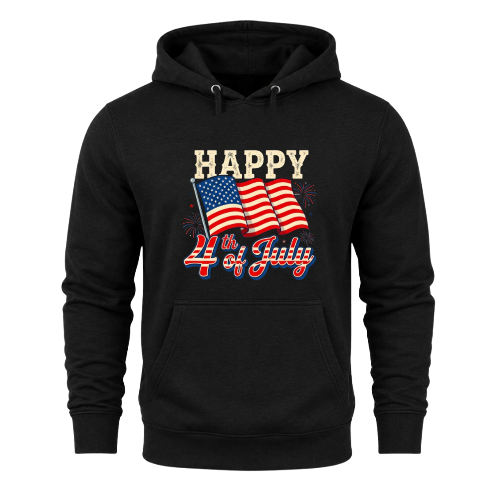 Happy 4th Of July American Flag Patriotic - Hoodie