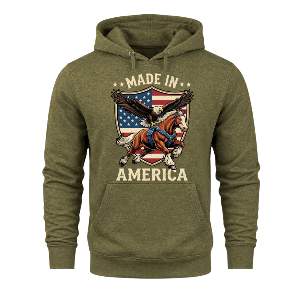 Made In America Eagle Horse Patriotic USA Flag - Hoodie
