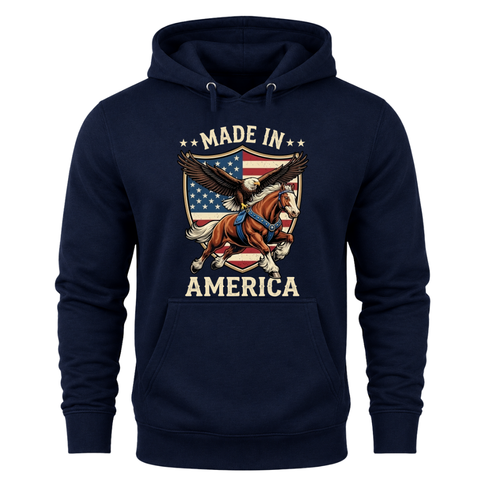 Made In America Eagle Horse Patriotic USA Flag - Hoodie