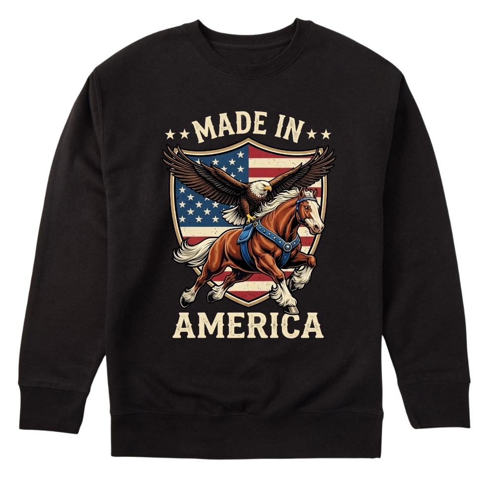 Made In America Eagle Horse Patriotic USA Flag  - Sweater