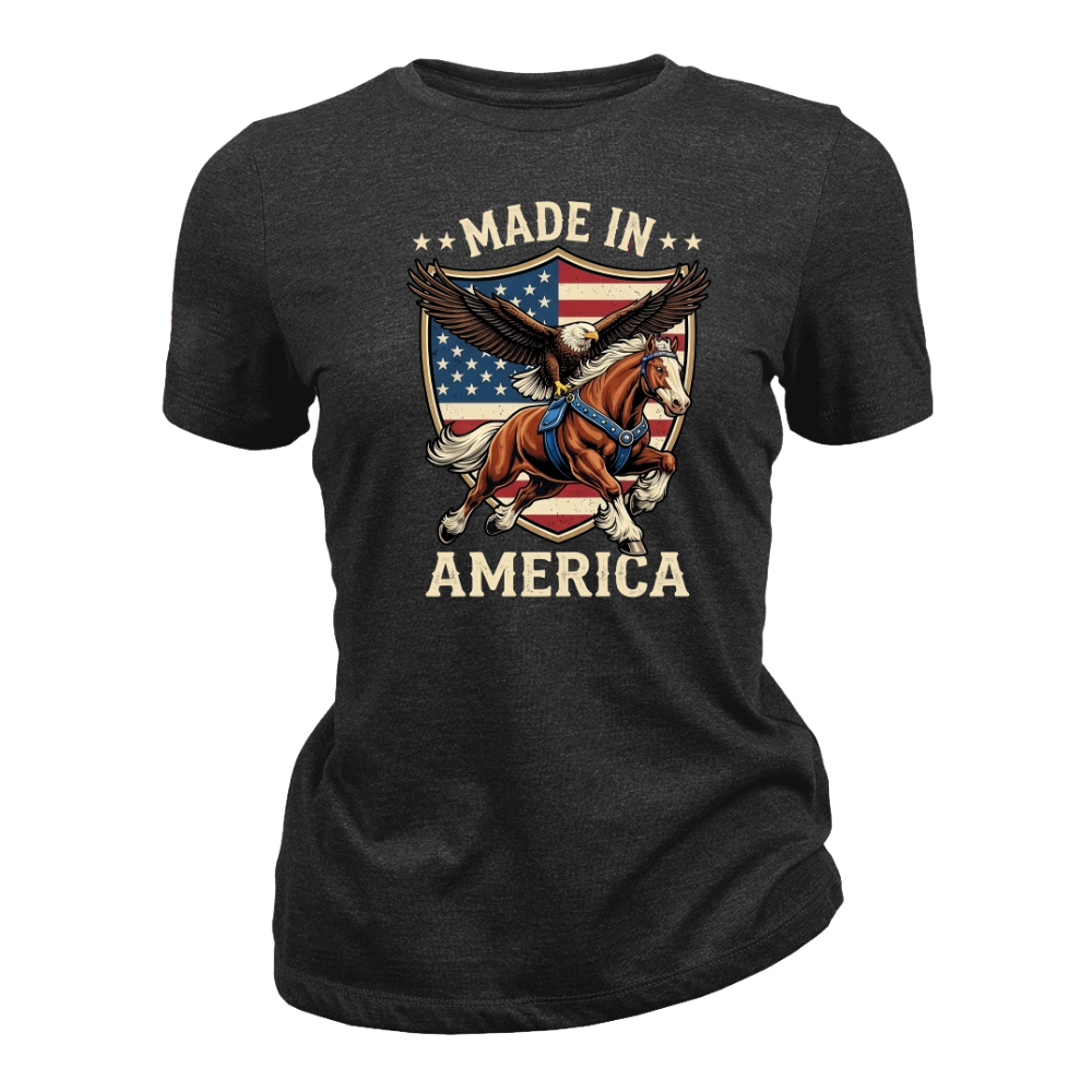 Made In America Eagle Horse Patriotic USA Flag - Women T-Shirt