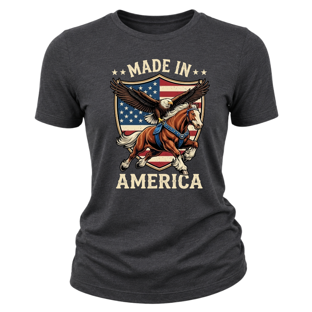 Made In America Eagle Horse Patriotic USA Flag - Women T-Shirt
