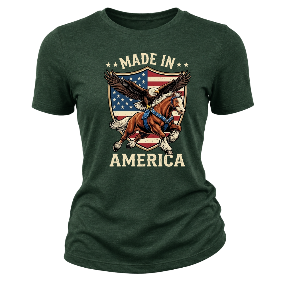 Made In America Eagle Horse Patriotic USA Flag - Women T-Shirt