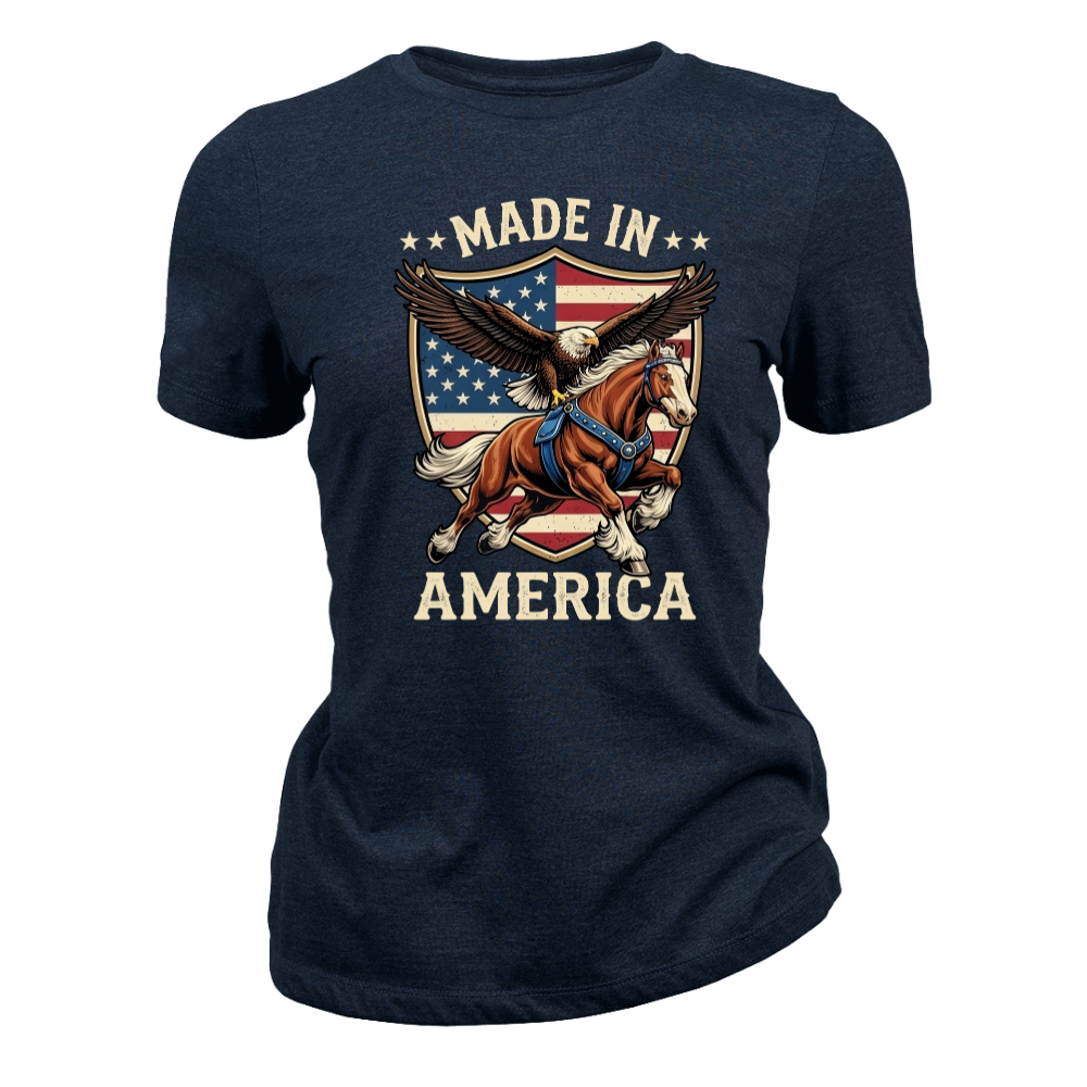 Made In America Eagle Horse Patriotic USA Flag - Women T-Shirt