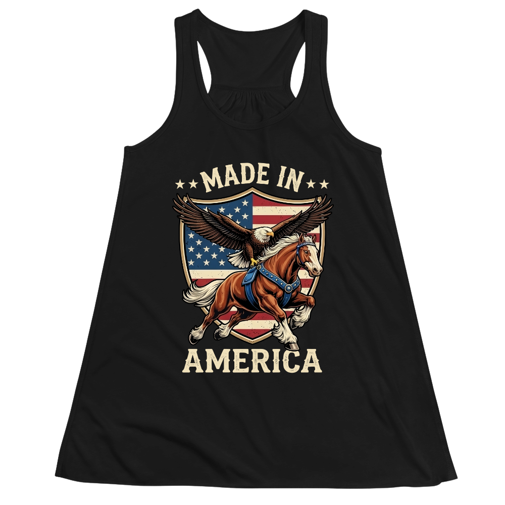 Made In America Eagle Horse Patriotic USA Flag - Women Tank Top