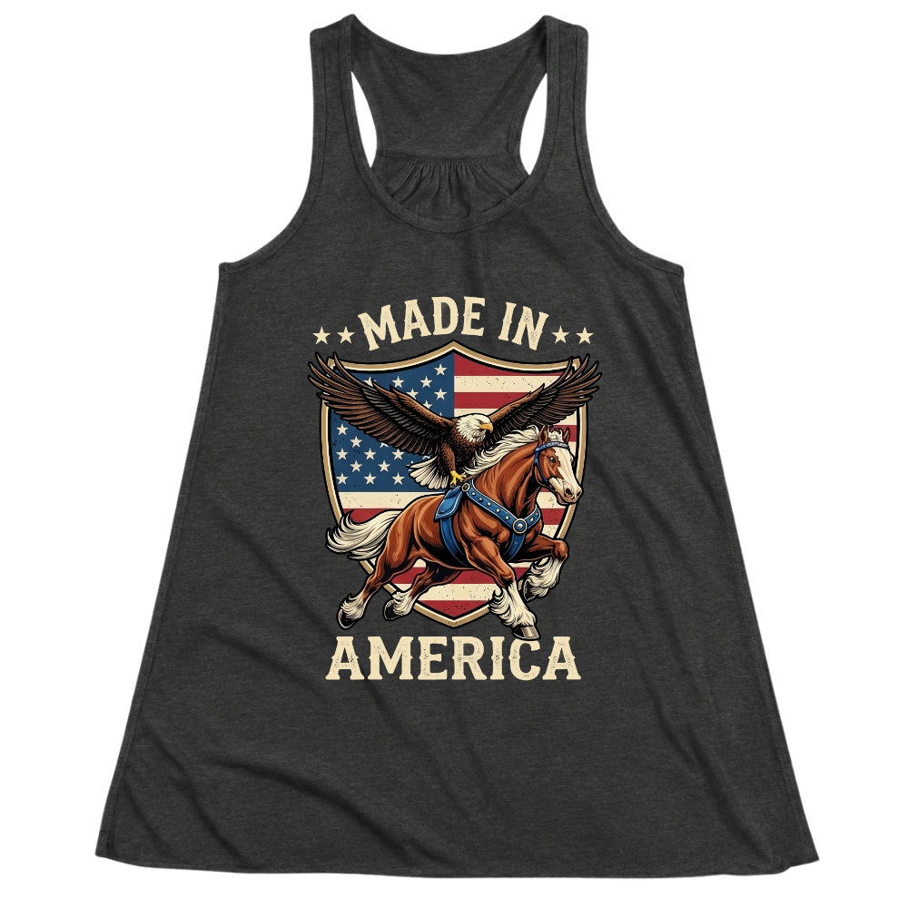 Made In America Eagle Horse Patriotic USA Flag - Women Tank Top