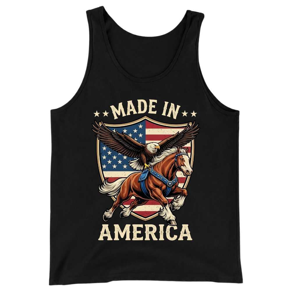 Made In America Eagle Horse Patriotic USA Flag - Tank Top