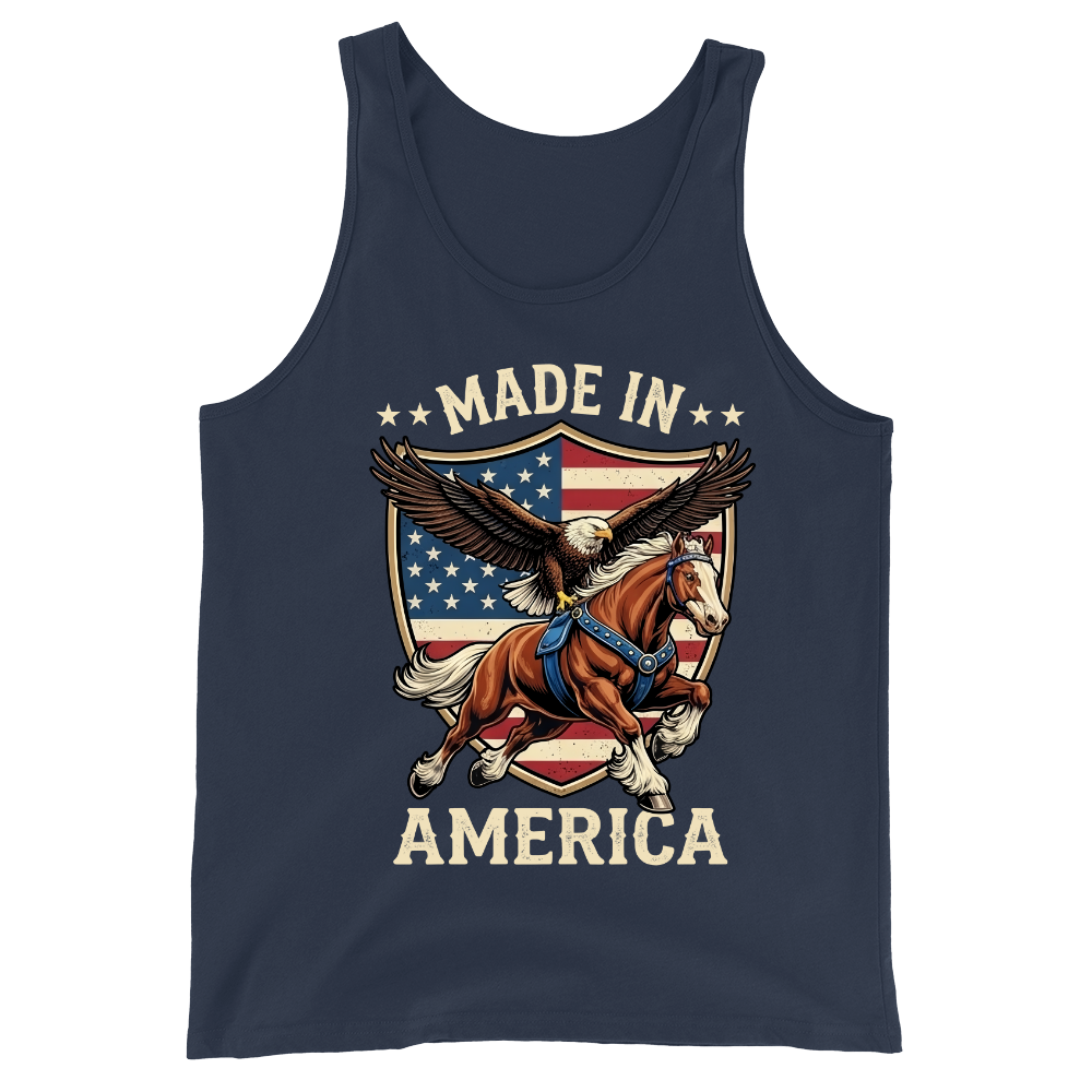 Made In America Eagle Horse Patriotic USA Flag - Tank Top
