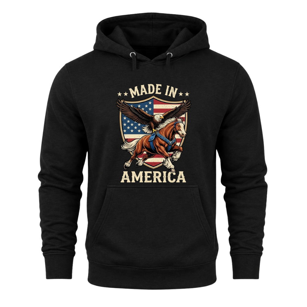 Made In America Eagle Horse Patriotic USA Flag - Hoodie