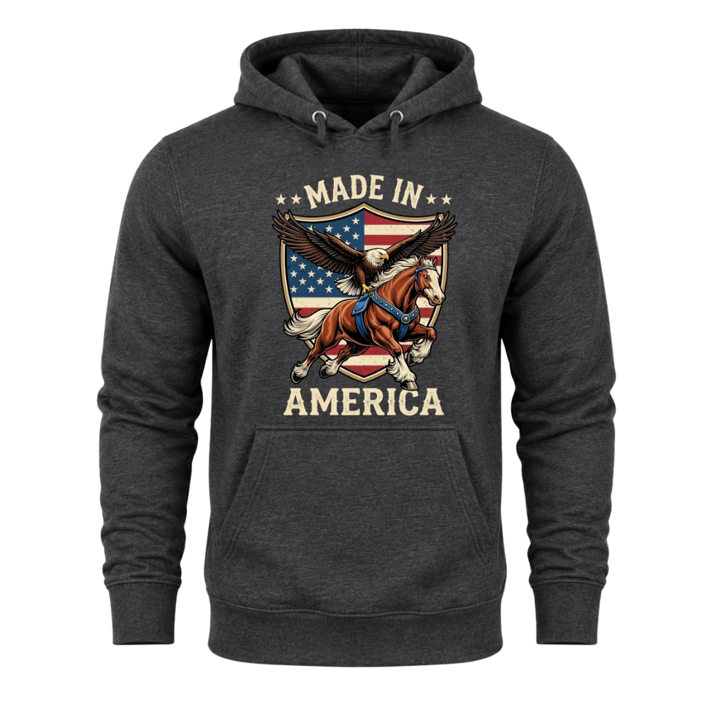Made In America Eagle Horse Patriotic USA Flag - Hoodie