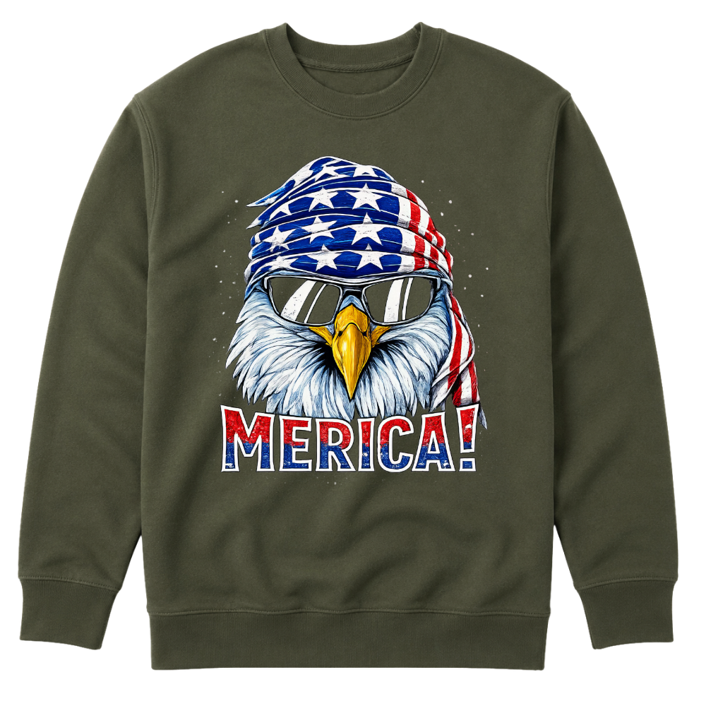 Merica Eagle Patriotic American Flag - Sweater