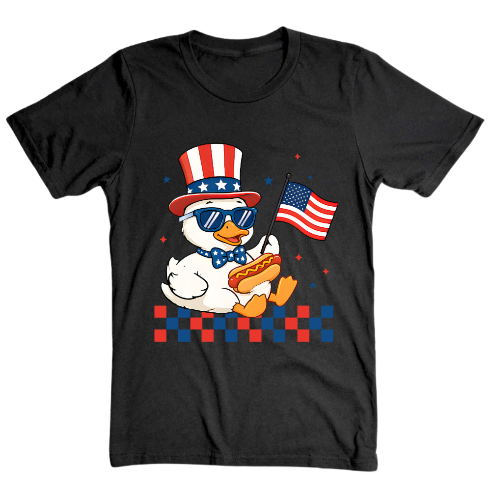 Patriotic Duck Funny 4th Of July USA Flag - T-Shirt