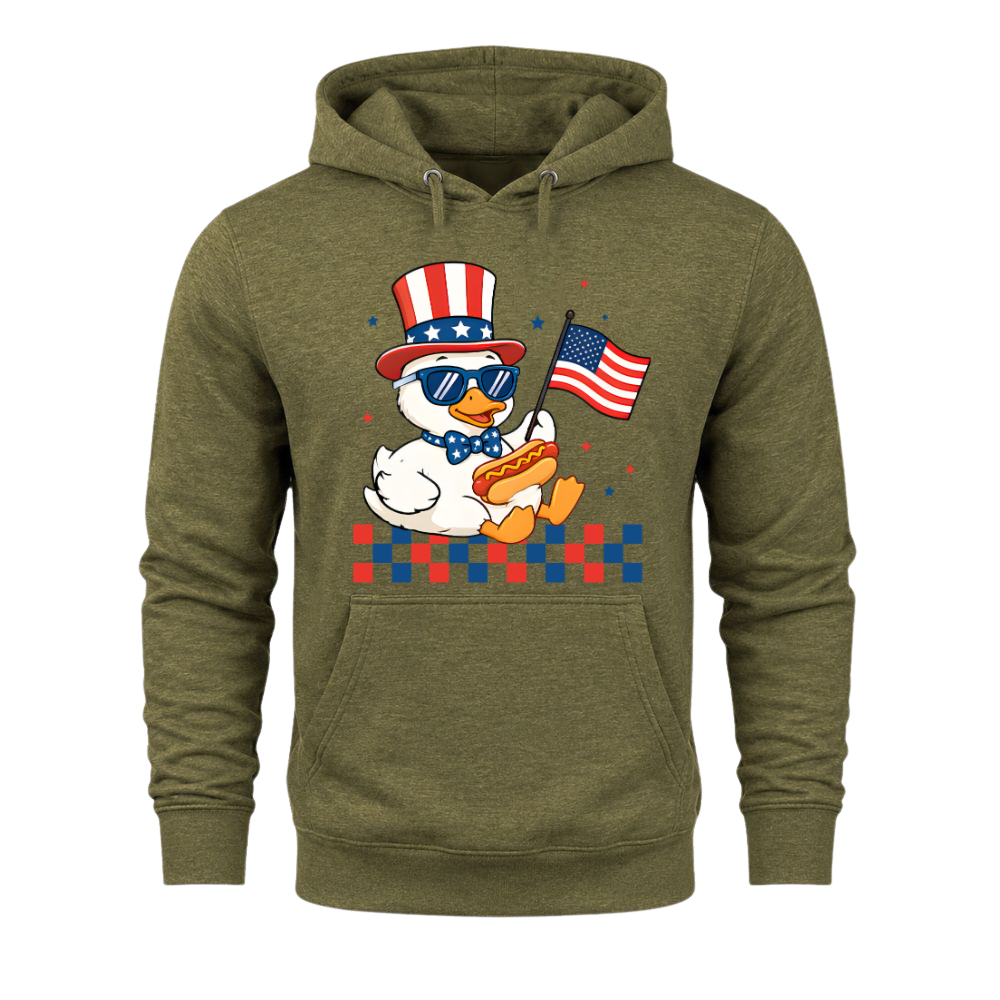 Patriotic Duck Funny 4th Of July USA Flag - Hoodie