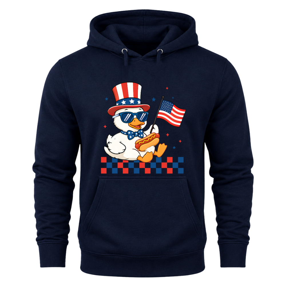 Patriotic Duck Funny 4th Of July USA Flag - Hoodie