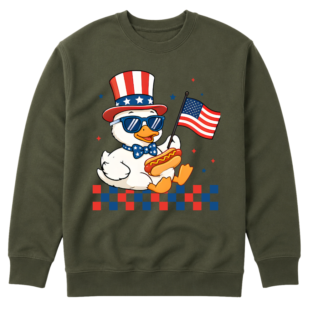 Patriotic Duck Funny 4th Of July USA Flag - Sweater