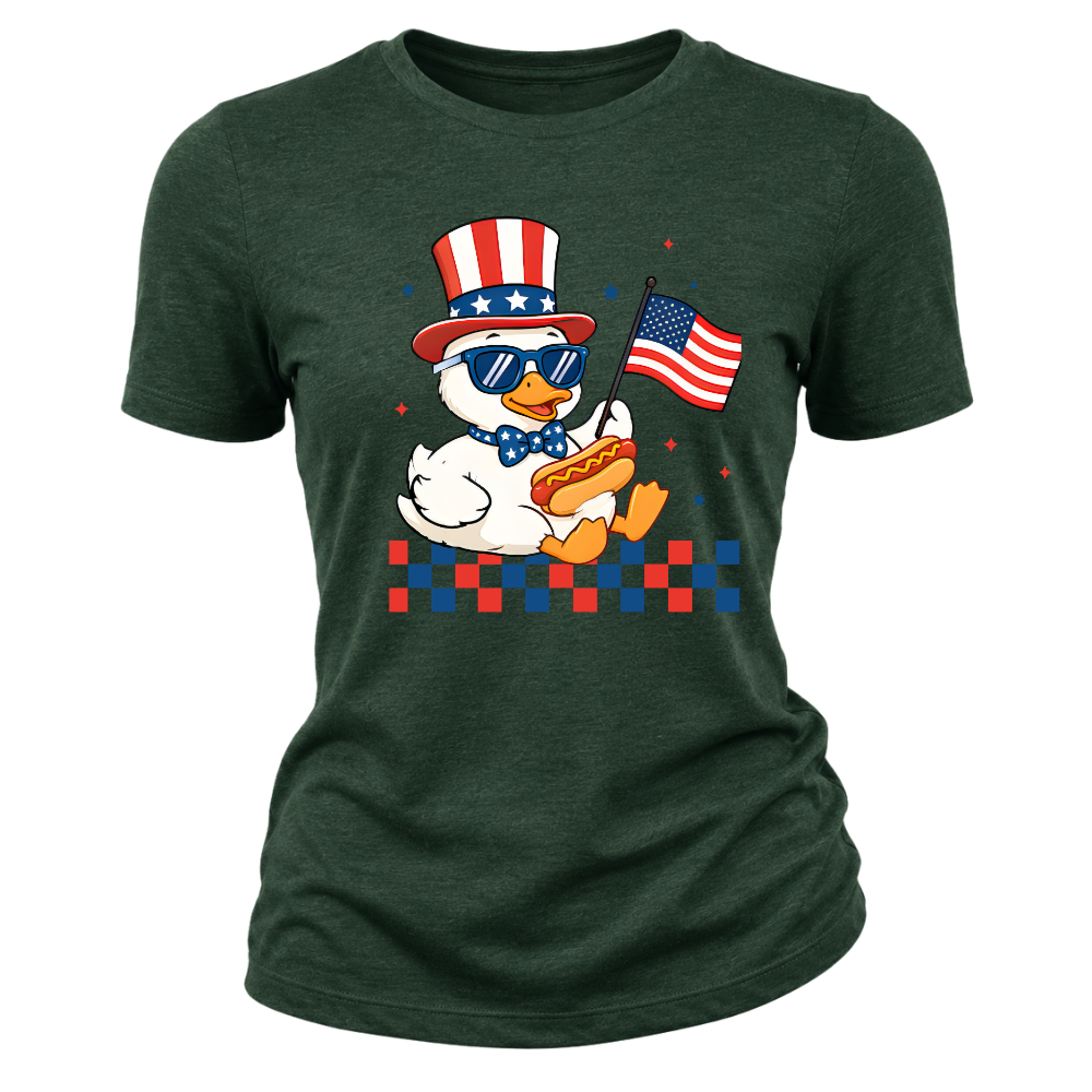 Patriotic Duck Funny 4th Of July USA Flag - Women T-Shirt