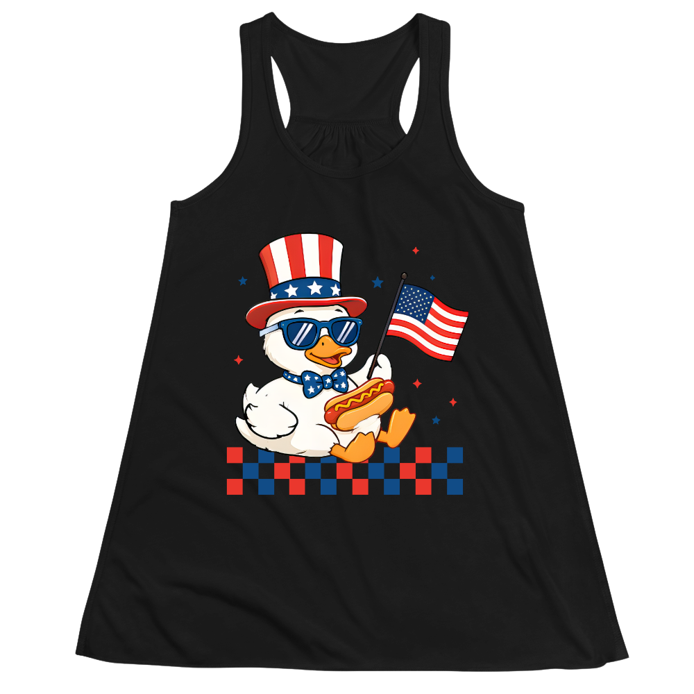 Patriotic Duck Funny 4th Of July USA Flag - Women Tank Top